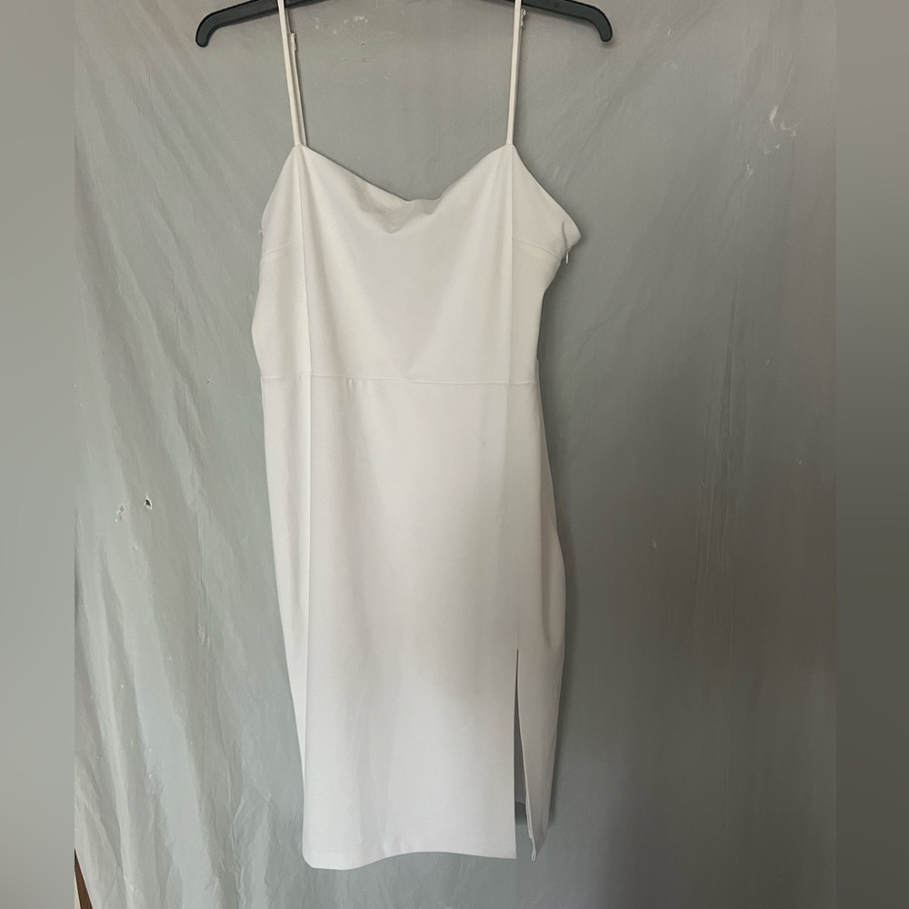 Express white slip style spaghetti strap midi dress size 18 side zip inside slip